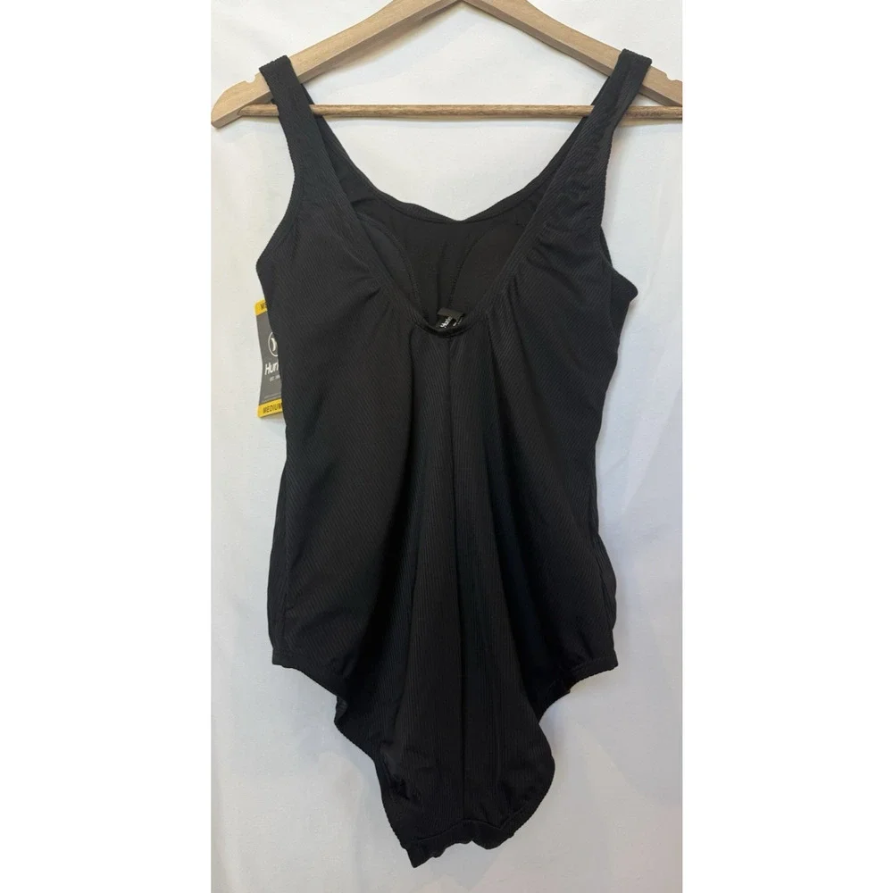 Womens Hurley One Piece‎ Ribbed Swimsuit UPF 50+ Size M Minimalist Modest NWT